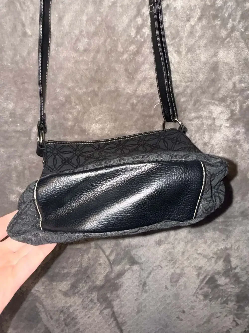 Croft & Barrow Black Patterned Fabric Crossbody Bag